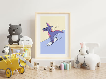 Affiche Dinosaure Ski