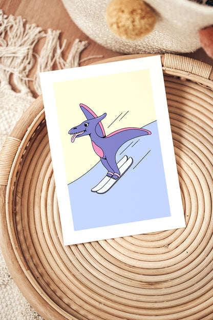 Affiche Dinosaure Ski