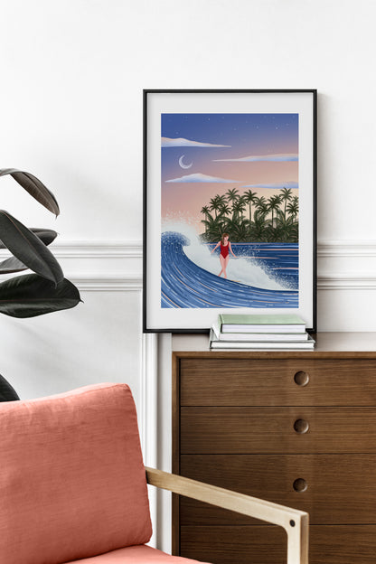 Affiche Surf à Hawaii